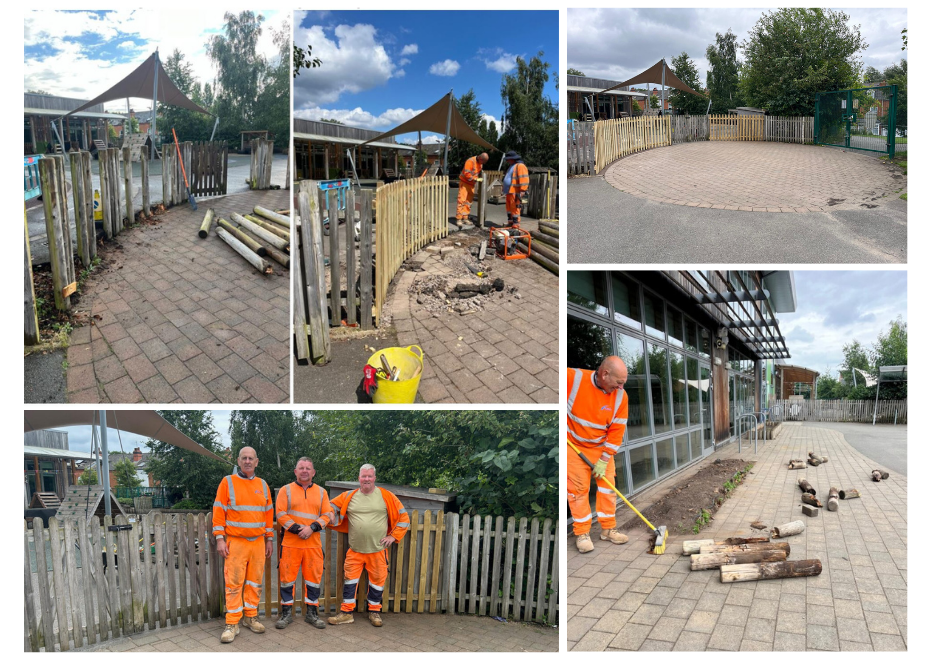 Bridge Construction employees undertaking works at the school.