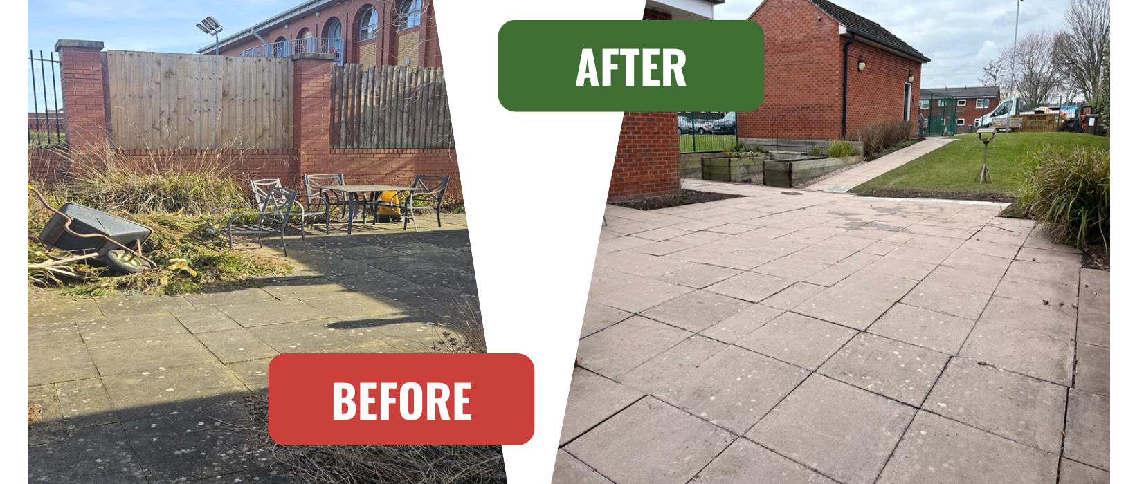 Before and after photos of the works