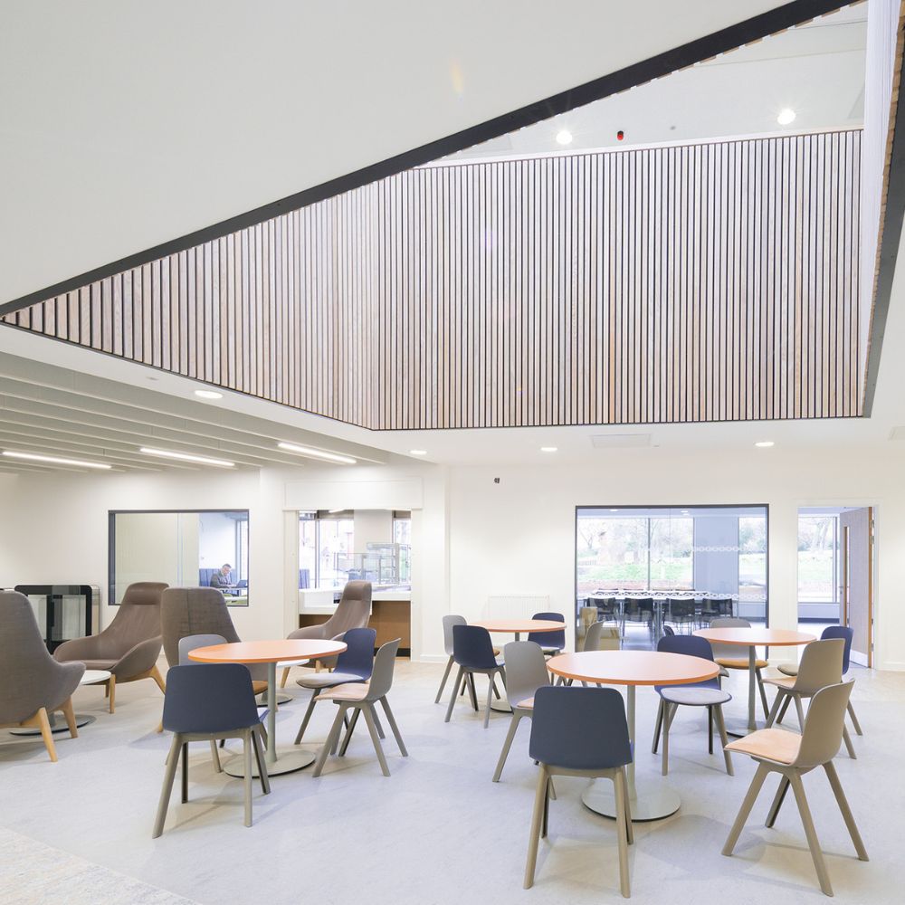 Inside the Cradley Heath Skills Campus, a view of the breakout area.