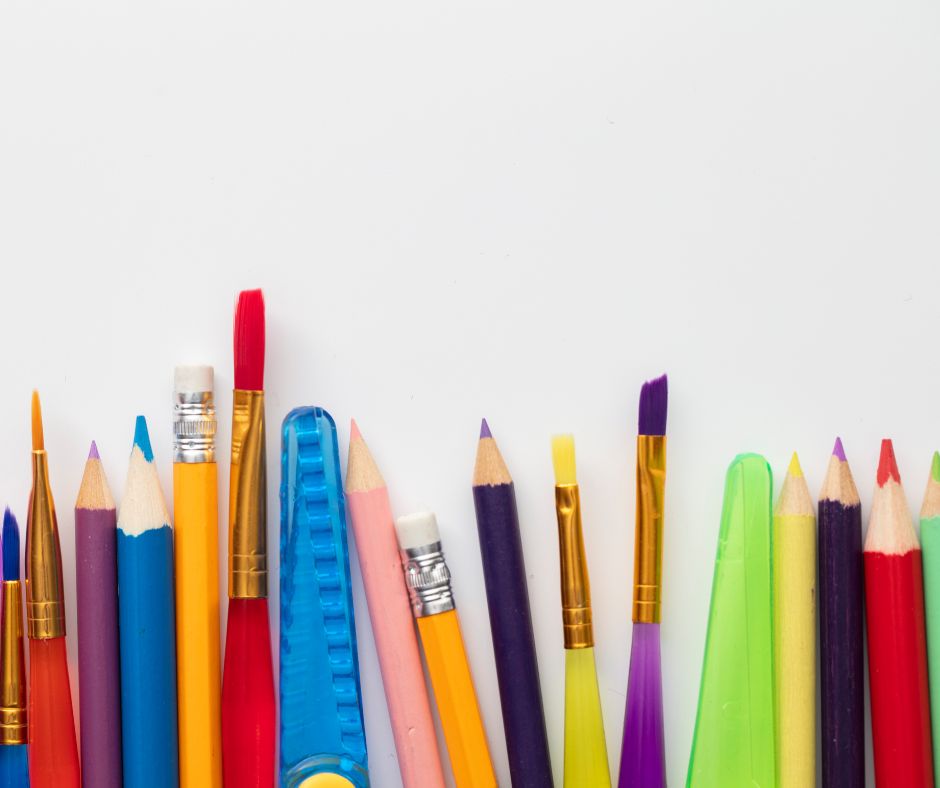 Pencils and paint brushes
