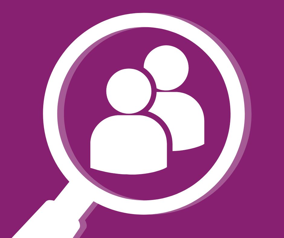 Magnifier glass with two people silhouette