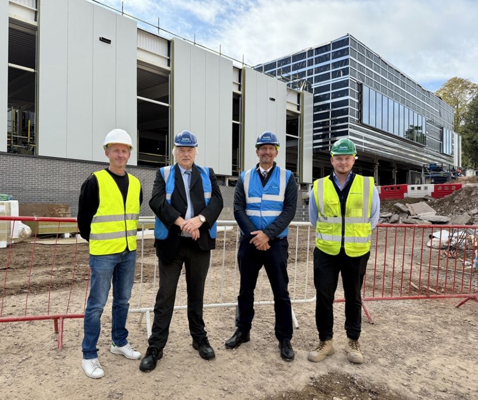 Haden Hill Leisure Centre construction underway with contractors and Cabinet Members standing in front